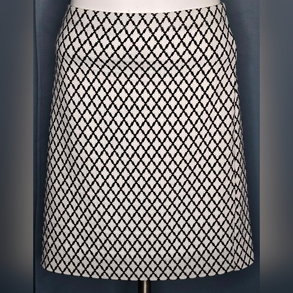 Karen Kane Black & White Geometric Harlequin Diamond Knit Skirt - Size L‎ NWOT
